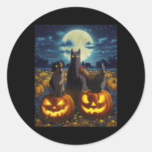 Black Cat Dog Chicken Halloween Pumpkin Spooky Classic Round Sticker