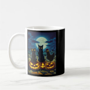 Black Cat Dog Chicken Halloween Pumpkin Spooky Coffee Mug