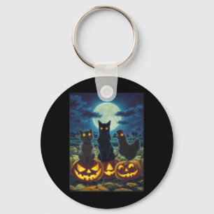Black Cat Dog Chicken Halloween Pumpkin Spooky Key Ring