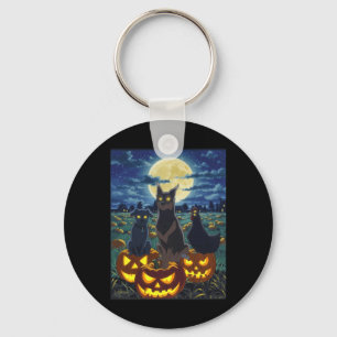 Black Cat Dog Chicken Halloween Pumpkin Spooky Key Ring
