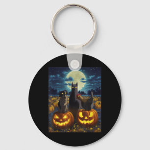 Black Cat Dog Chicken Halloween Pumpkin Spooky Key Ring