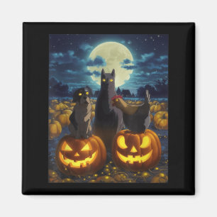 Black Cat Dog Chicken Halloween Pumpkin Spooky Magnet