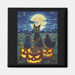 Black Cat Dog Chicken Halloween Pumpkin Spooky Magnet