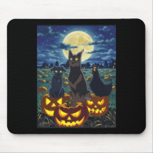 Black Cat Dog Chicken Halloween Pumpkin Spooky Mouse Pad