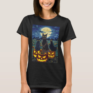 Black Cat Dog Chicken Halloween Pumpkin Spooky T-Shirt