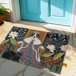 Black Cat & Dog King, Thistle, Strawberry Floral Doormat