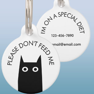 Black Cat Don't Feed Me Medical Pet Tag