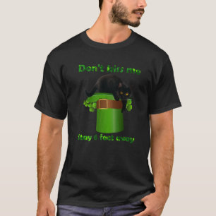Black Cat Dont Kiss Me Stay 6 Feet Away St Patrick T-Shirt