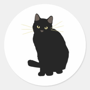 Black Cat Drawing Cute Black Cat Cat Mum Cat Lover Classic Round Sticker