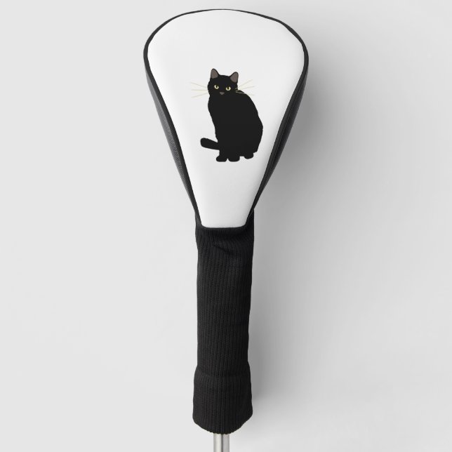 Black Cat Drawing Cute Black Cat Cat Mum Cat Lover Golf Head Cover (Front)