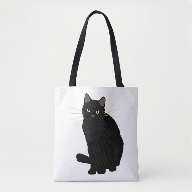 Black Cat Drawing Cute Black Cat Cat Mum Cat Lover Tote Bag (Front)