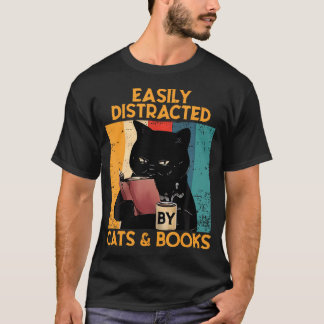 Black Cat Drink Coffee Easily Distracted By Cats A T-Shirt