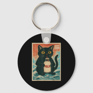 Black Cat Drink Milk Carton Anime Japanese Funny G Key Ring
