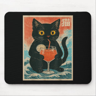 Black Cat Drink Tail Jus Anime Kawaii Funny Graphi Mouse Pad
