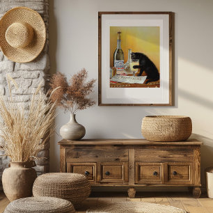 Black Cat Drinking Absinthe Poster