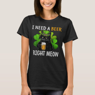Black Cat Drinking Beer St Patricks Day For Irish T-Shirt