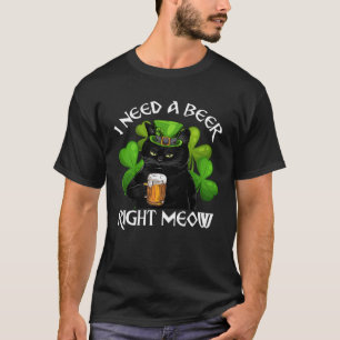 Black Cat Drinking Beer St Patricks Day For Irish T-Shirt