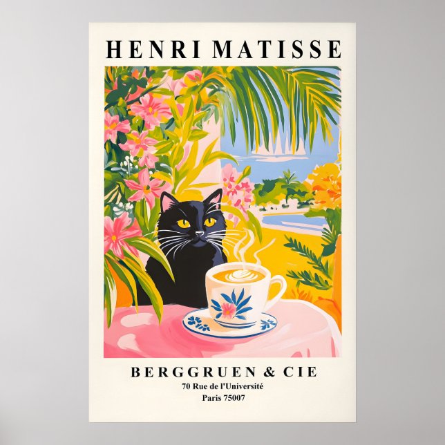 Black Cat Drinking Coffee Poster Henri Matisse (Front)