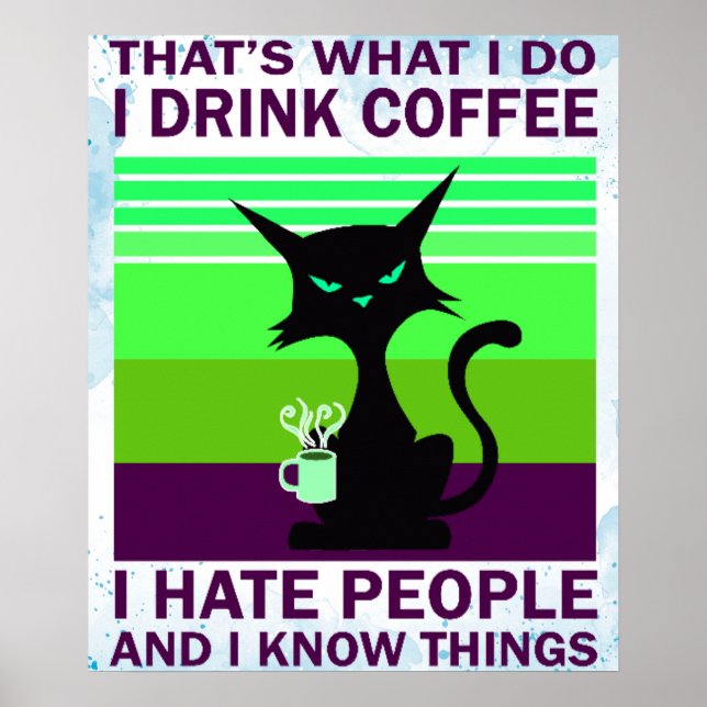 black cat drinking poster (Front)