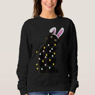 Black Cat Easter Decorations Lights Pajama Easter Sweatshirt