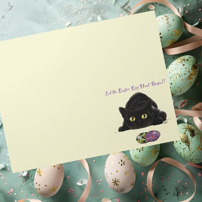 Black Cat Easter Eggs Hunt Holiday Yellow Notepad (Creator Uploaded)