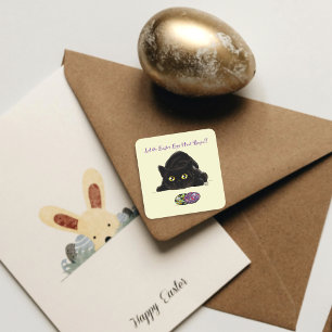 Black Cat Easter Eggs Hunt Holiday Yellow Square Sticker