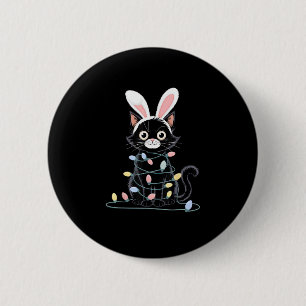Black Cat Easter Pajama Funny Easter Decorations L 6 Cm Round Badge