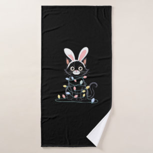 Black Cat Easter Pajama Funny Easter Decorations L Bath Towel