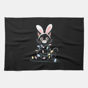 Black Cat Easter Pajama Funny Easter Decorations L Tea Towel
