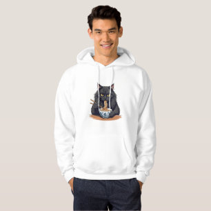 Black Cat Eating Noodles – Cute Funny Ramen Cat Hoodie