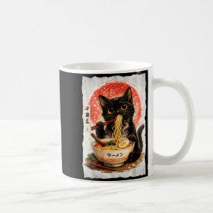 Black Cat Eating Ramen Cute Kawaii Anime Cat Coffee Mug