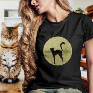 Black Cat Elegant silhouette and Moon Minimalist T-Shirt