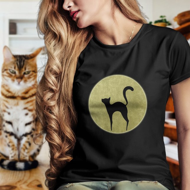 Black Cat Elegant silhouette and Moon Minimalist T-Shirt (Creator Uploaded)