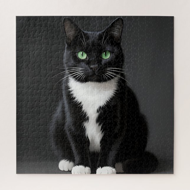 Black Cat Emerald Eyes Jigsaw Puzzle (Vertical)