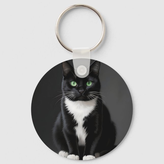 Black Cat Emerald Eyes Key Ring (Front)