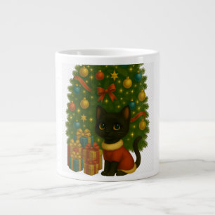 “Black Cat Emi and the Christmas Tree” Large Coffee Mug