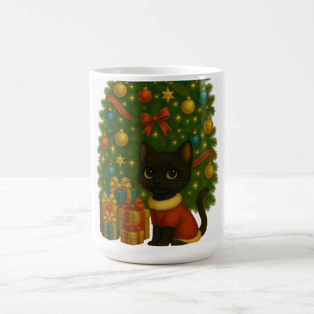 “Black Cat Emi and the Christmas Tree” Magic Mug (Center)