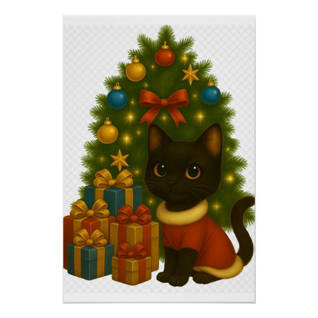 “Black Cat Emi and the Christmas Tree” Poster (Front)