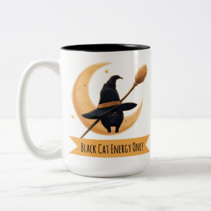 Black Cat Energy Only Cat Lover Cat Mum Two-Tone Coffee Mug