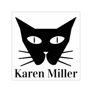 Black Cat Eyes Custom Name Self-inking Stamp