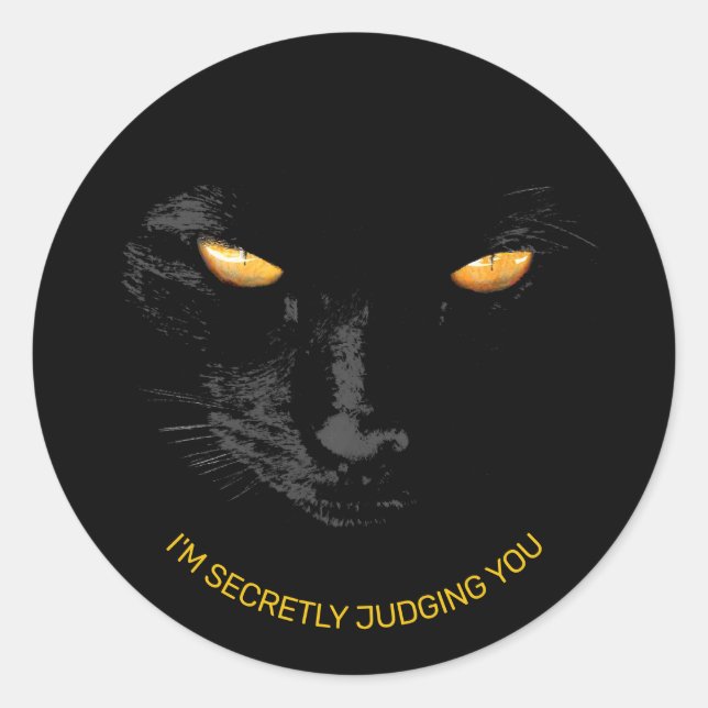 Black Cat Eyes funny customisable Classic Round Sticker (Front)