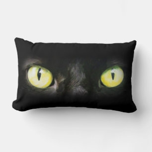 Black Cat Eyes Spooky Halloween Lumbar Cushion