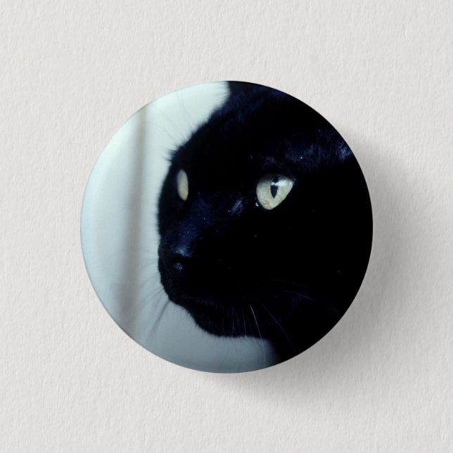Black Cat Face 3 Cm Round Badge (Front)