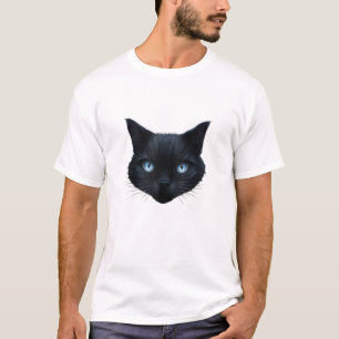Black Cat Face Blue Eyes Graphic Tee Cat Men Women