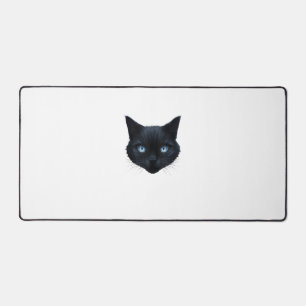 Black Cat Face Blue Eyes Graphic Tee Cat Men Women Desk Mat