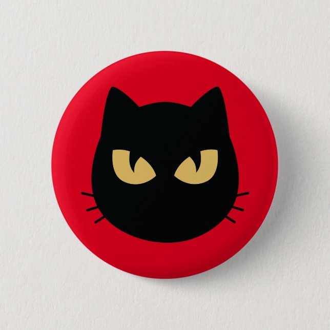 Black Cat face Button (Front)