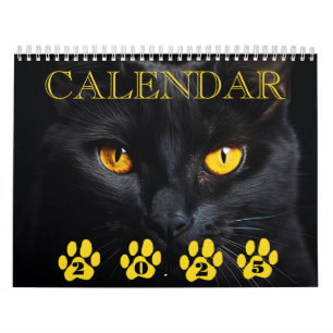Black Cat Face Calendar with Notes