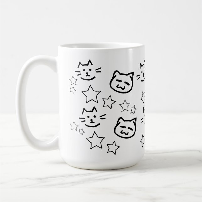 Black Cat Face Coffee Mug (Left)