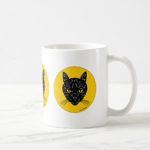 Black Cat Face Coffee Mug