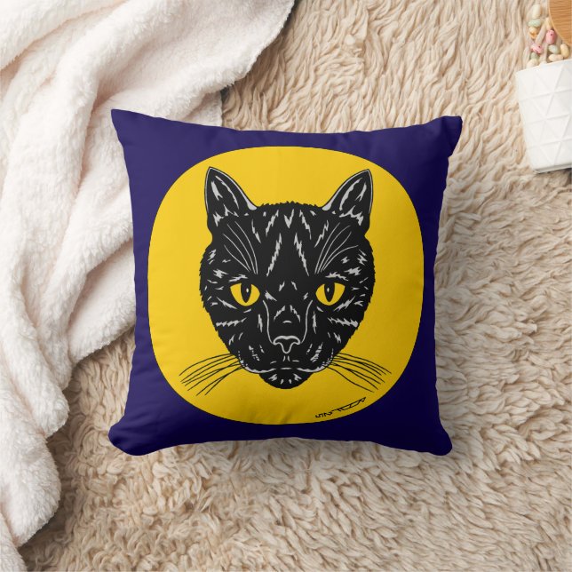 Black Cat Face Cushion (Blanket)